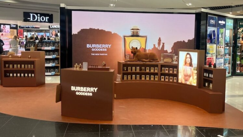 Shelves on a duty free store