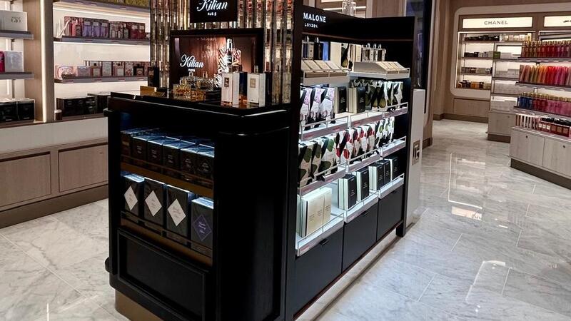 Shelves of perfumes and cosmetics