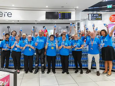 Duncan with Stansted World Duty Free store team
