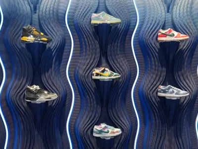 Sport trainers display in Presentedby Abu Dhabi