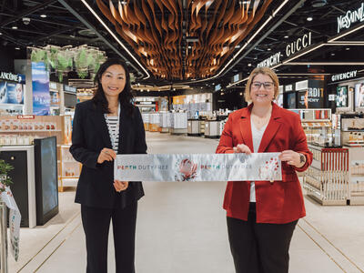 Perth Duty Free opening ribbon cutting