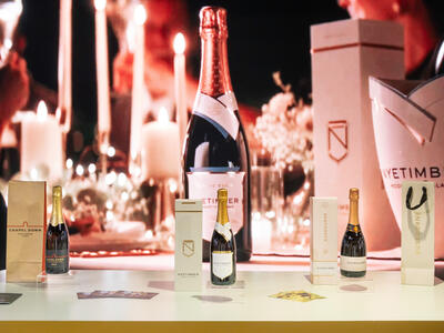 Bottles of champagne on a table