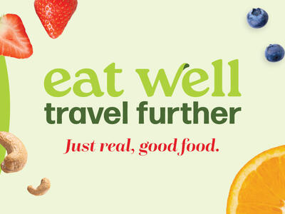 The adv image of Eat Well program with fruits and nuts