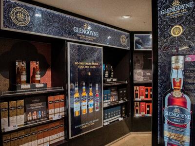 World Duty Free broadens its portfolio of exclusive Ian Macleod Distillers whiskies at Edinburgh Airport - Glengoyne wall - Dufry - 3