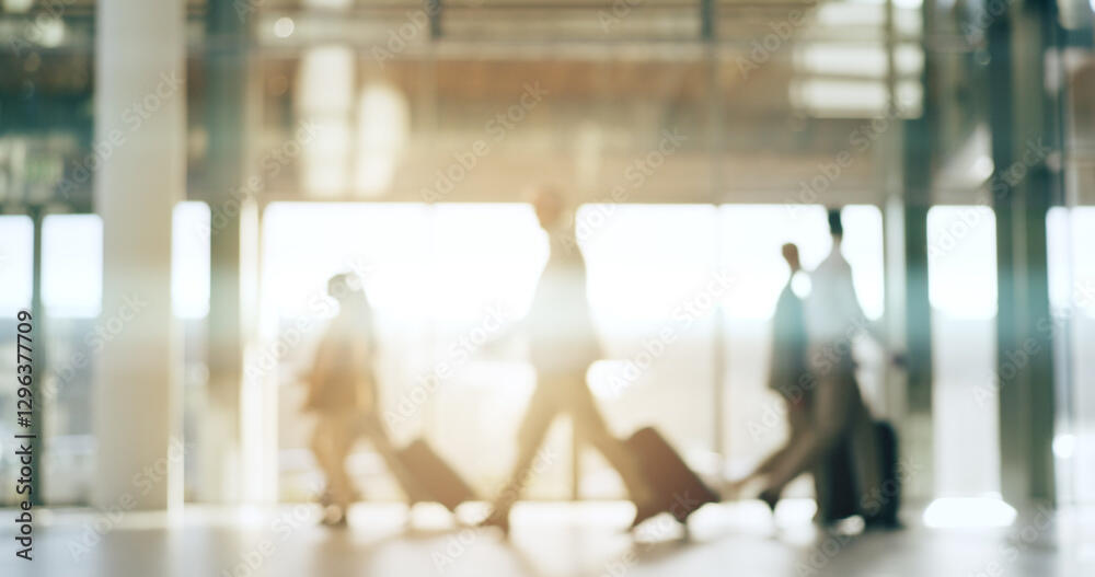 People passing in an airport with luggages