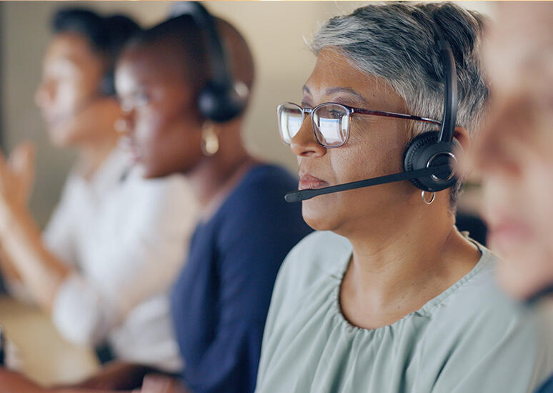 people in a call center