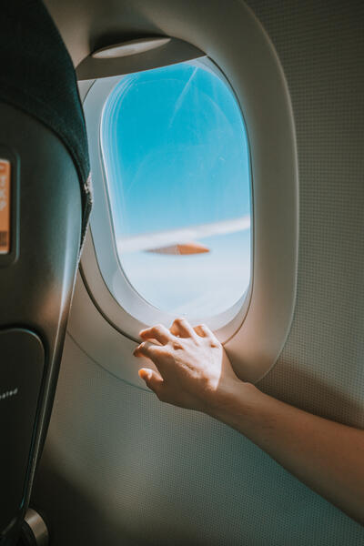 plane window from the inside