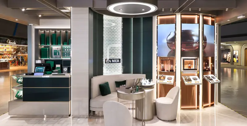a shopping area in an airport