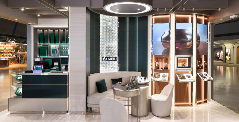 a shopping area in an airport