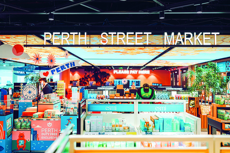 Displays and shelves in duty free store